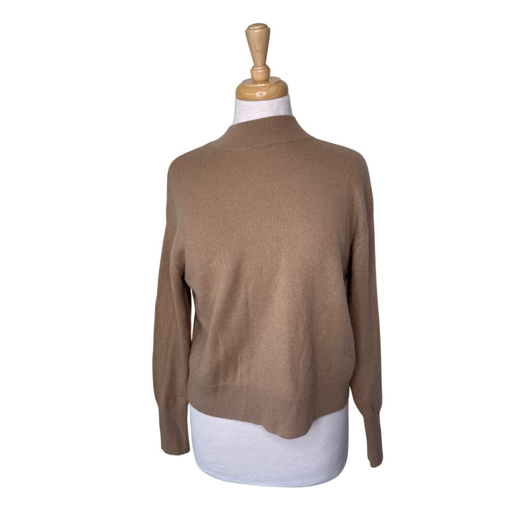 EVERLANE Set of (2) Ribbed Mock Neck 100% Cashmere Sweaters SMALL Black & Tan